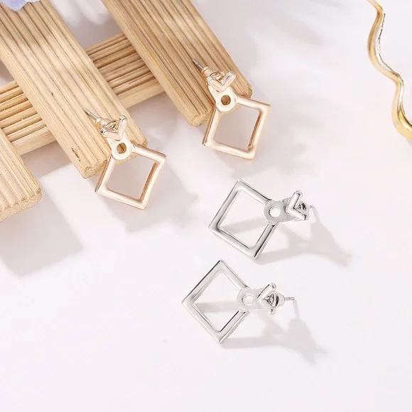 Earrings, 🎁Special Deal 🎁Geometric Ear Jackets, Square Ear Jackets, - Picture 4 of 6